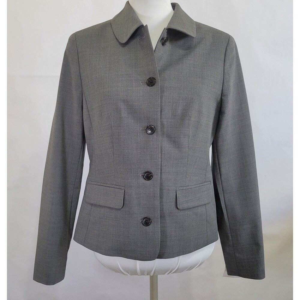 Lands End gray button up lined blazer size 4 NWT